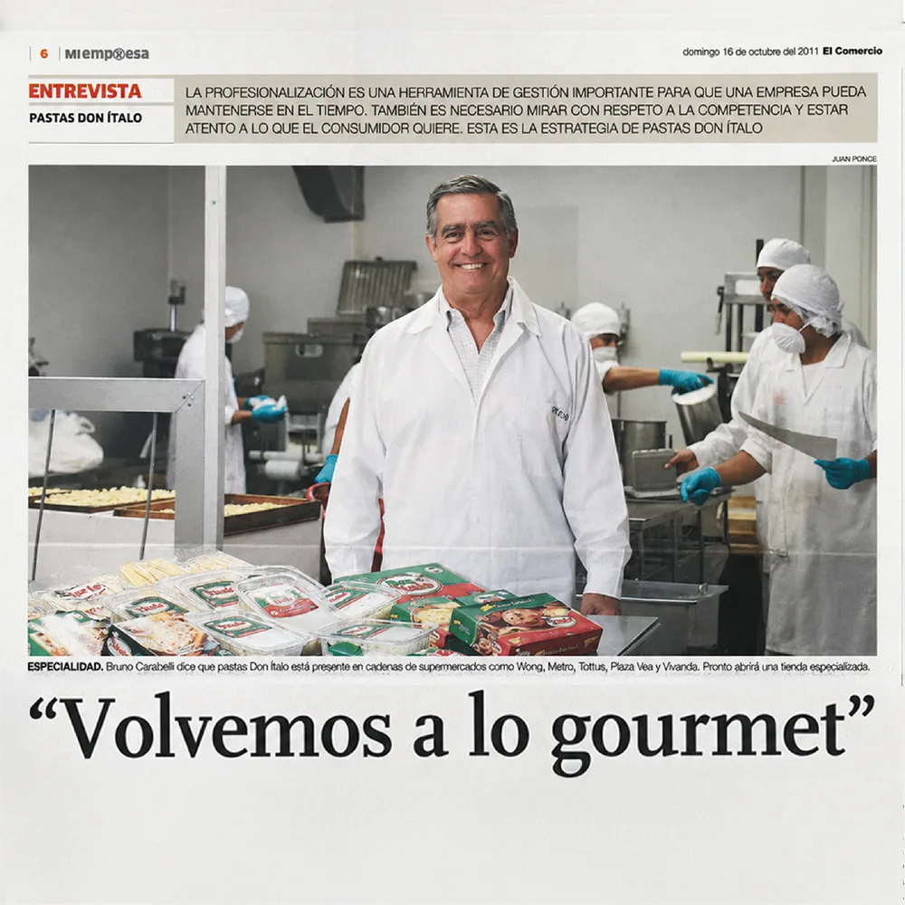 Entrevista a Don Italo en El Comercio, 2011: «Volvemos a lo gourmet»